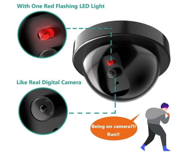 Dummy CCTV Dome Camera with Flashing Red LED Light (Pack of 1).